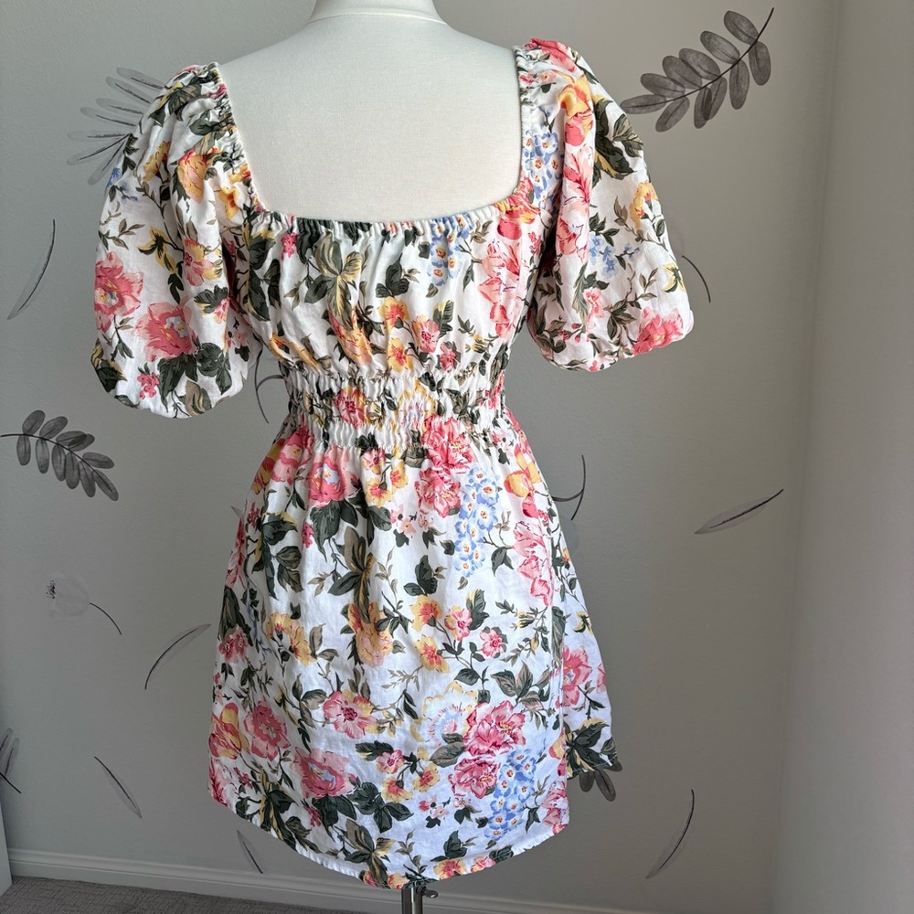 Faithfull the brand puff sleeve linen mini dress - Picture 2 of 8